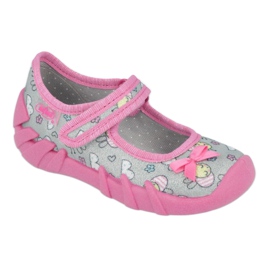 Befado Children’s Slippers 109p218 Pink cu un arc roz
