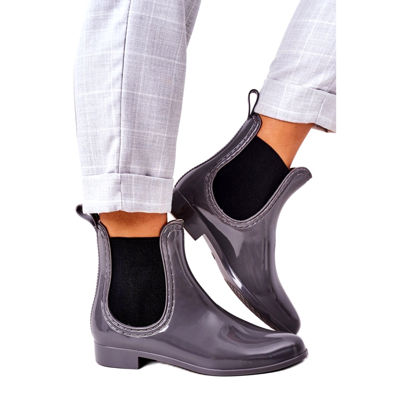 Cizme Jodhpur cu umbrelă gri strălucitoare