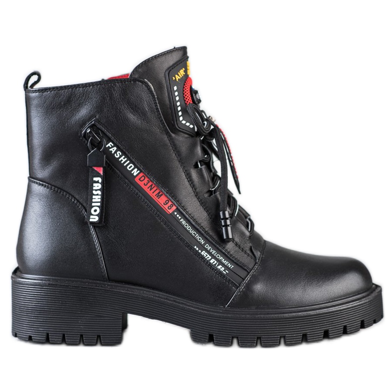 ARTIKER Muncitori din piele cu fermoar decorativ negru