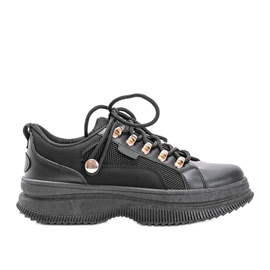 Adidași negri cu talpă înaltă Tifel negru