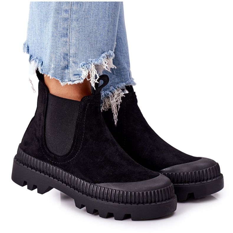 Mulanka Lucrătorii din piele de căprioară de pe platforma neagră vin cu mine negru