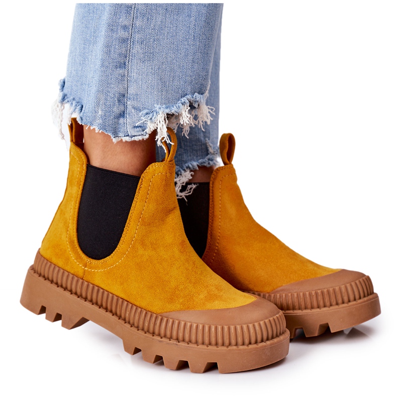 Mulanka Lucrătorii din piele de căprioară de pe platforma galbenă vin cu mine