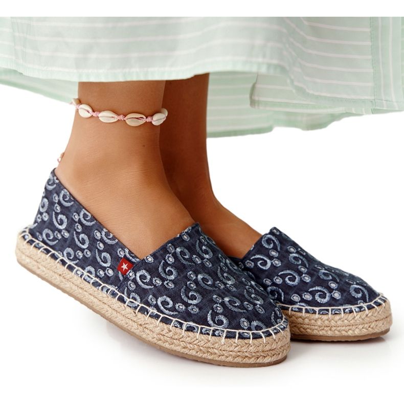 Espadrile pe o platformă împletită Big Star AA274628 Blue Navy albastru marin