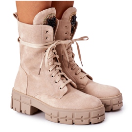 PS1 Muncitori călduroși din piele de căprioară, cu pietre bej Hadley