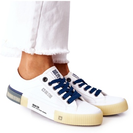 Adidași din piele pentru femei Big Star II274132 Alb albastru marin Adidași din piele pentru femei Big Star II274132 Alb albastru marin