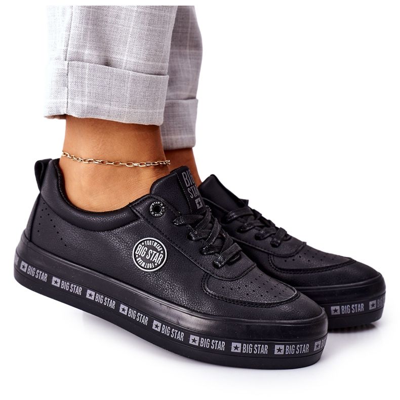 Big Star Adidași din piele pe marea stea II274074 platformă neagră negru