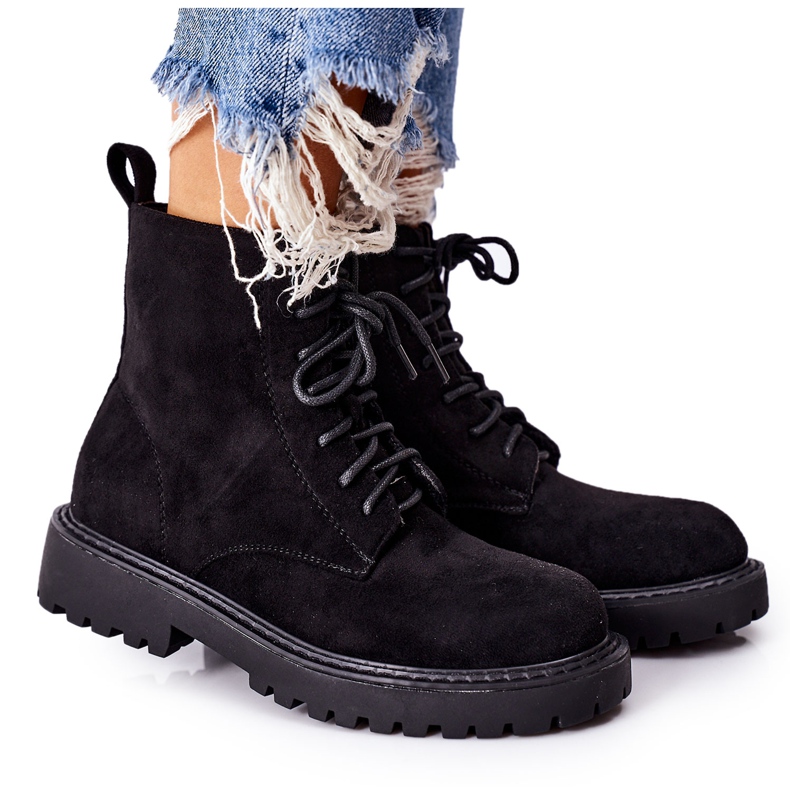 PS1 Cizme din piele de căprioară fermoar negru Belados