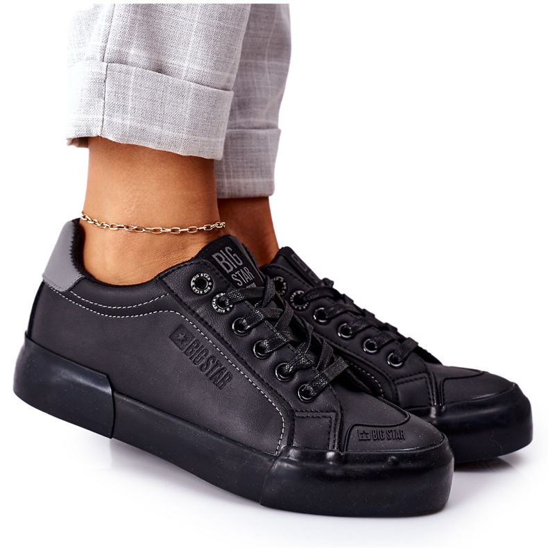 Adidași din piele pentru femei Big Star II274029 Negru