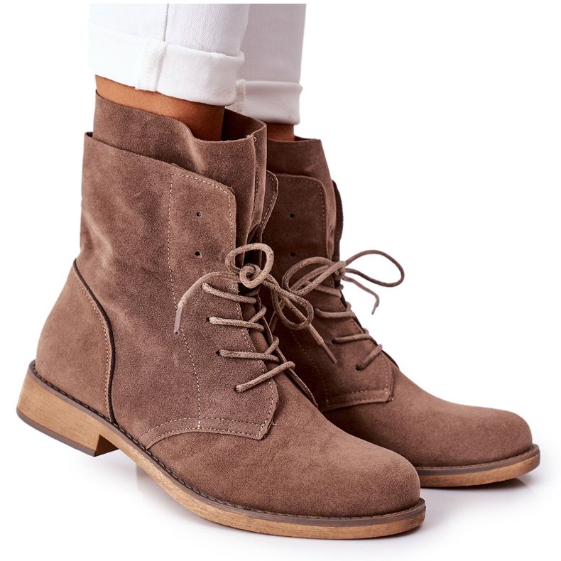 PS1 Cizme cu partea superioară dublă Violetta maro deschis kaki