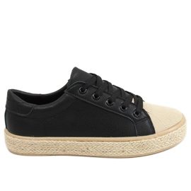 Adidași negri pentru femei, espadrile NA05P Negru Adidași negri pentru femei, espadrile NA05P Negru