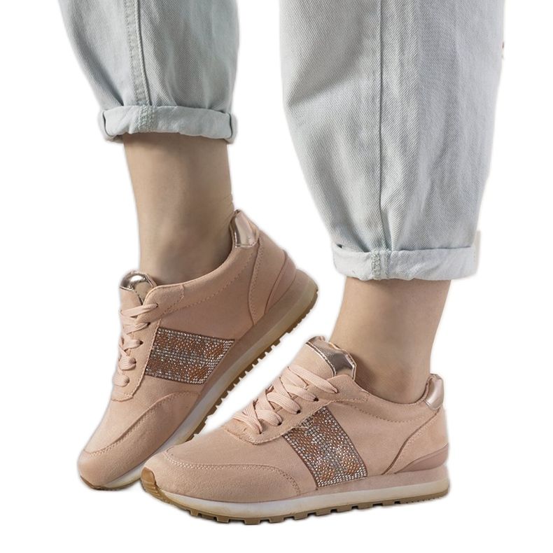 Adidași roz cu zirconiu cub Ratia bej