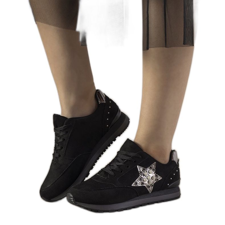 Adidași sport negri decorați cu știfturi Ruler negru