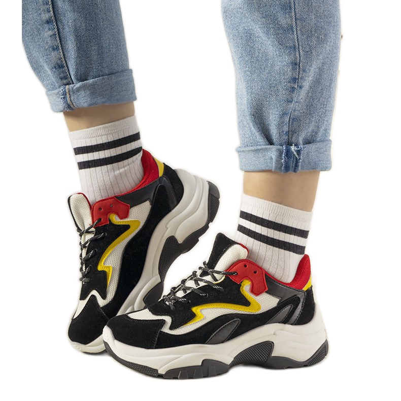 PA1 Adidași negri pe talpă înaltă Monica negru