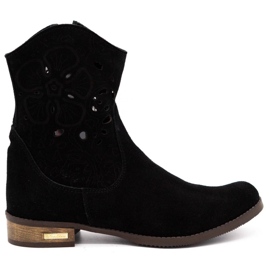 Olivier Cizme confortabile Jess negre ajurate negru