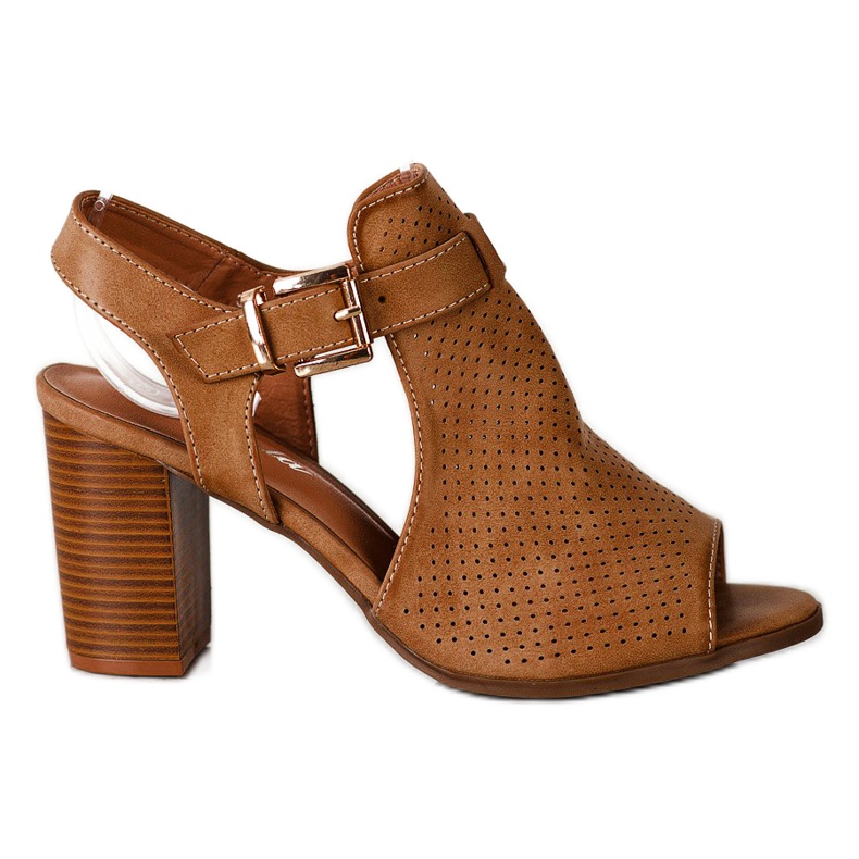 Renda Sandale construite cu piele ecologică maro