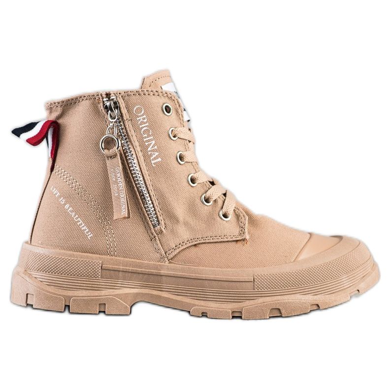 Goodin Adidași cu fermoar decorativ bej