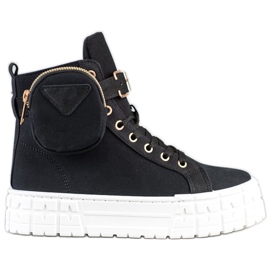 Goodin Adidași pe Paltform cu buzunar negru Goodin Adidași pe Paltform cu buzunar negru