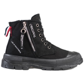 Goodin Adidași cu fermoar decorativ negru Goodin Adidași cu fermoar decorativ negru