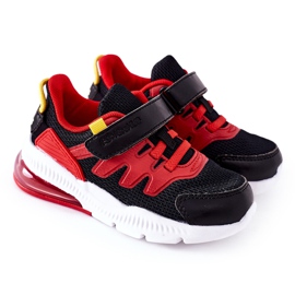 Pantofi sport pentru copii cu velcro ABCKIDS Negru-Roșu roşu