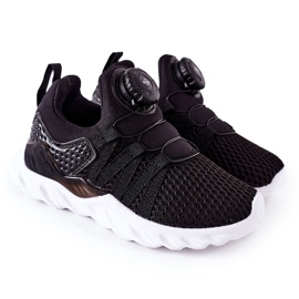 Pantofi sport pentru copii cu buton ABCKIDS negru