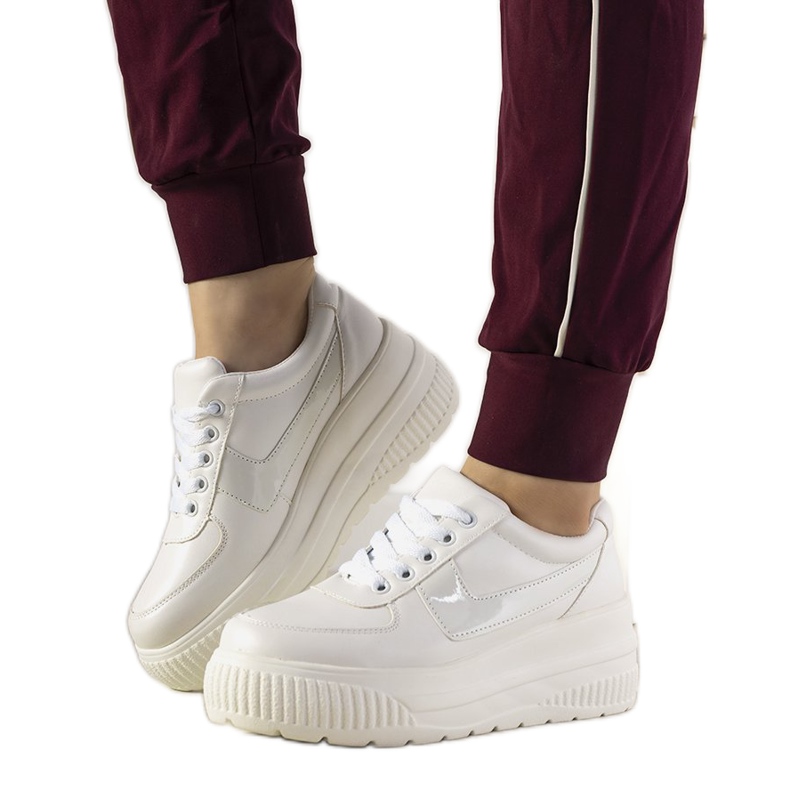 Adidași de sport albi cu talpă înaltă Challenge