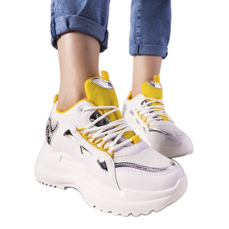 Adidași de șarpe Felicia albi și galbeni