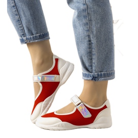 Pantofi sport roșu și alb cu inserție holografică Melania roşu