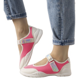 Pantofi sport neon neon cu inserție holografică Melania alb roz Pantofi sport neon neon cu inserție holografică Melania alb roz