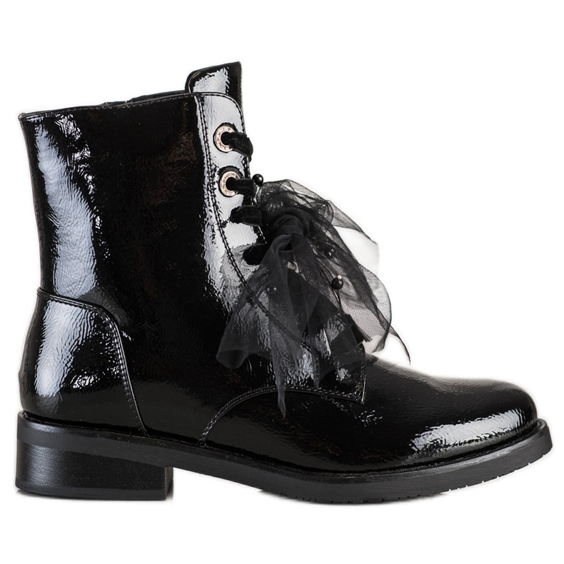 S. BARSKI Cizme din piele ecologică lăcuită S.BARSKI negru