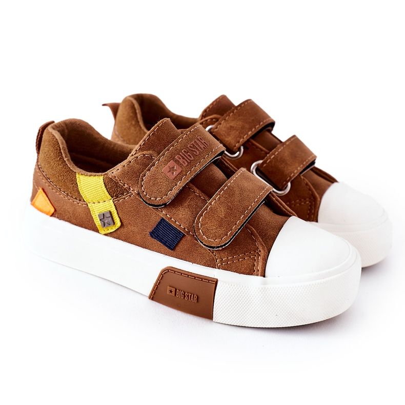 Adidași pentru copii cu velcro Big Star II374017 Camel maro maro