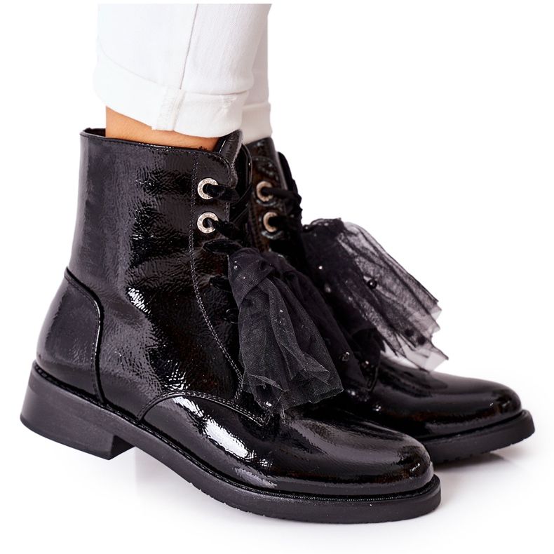 S.Barski Cizme de damă clasice negre cu lac cald, La Grotta negru