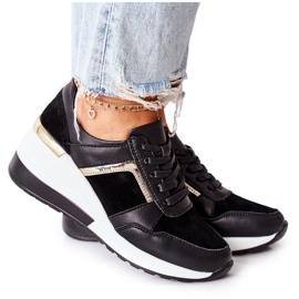 S.Barski Adidași de piele pentru femei din piele negru alb Manitoba