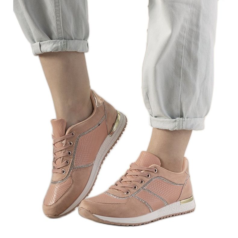 Adidași roz Ecoma cu model de piele de șarpe