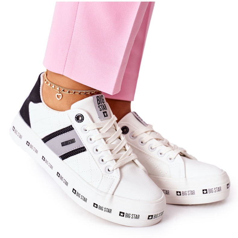 Adidași din piele pe Big Star II274071 Platforma albă