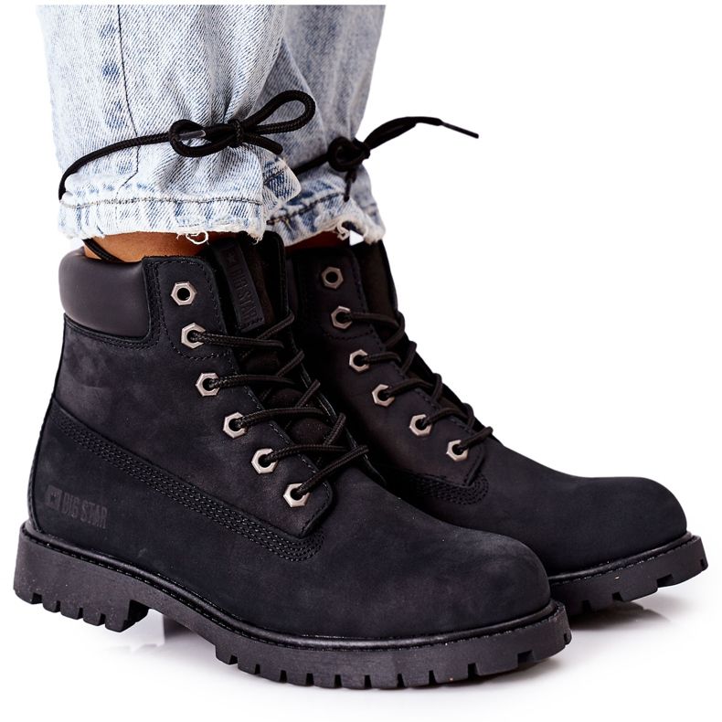 Cizme de drumeție din piele pentru femei Big Star II274446 Negru