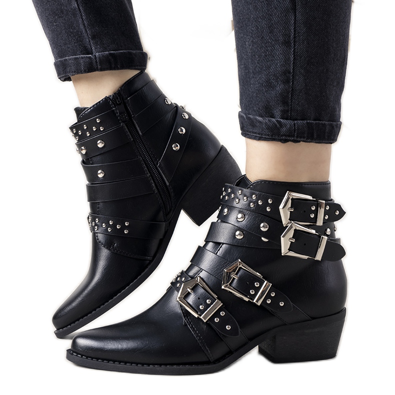 Cizme de cowboy negre cu dungi Ergost negru