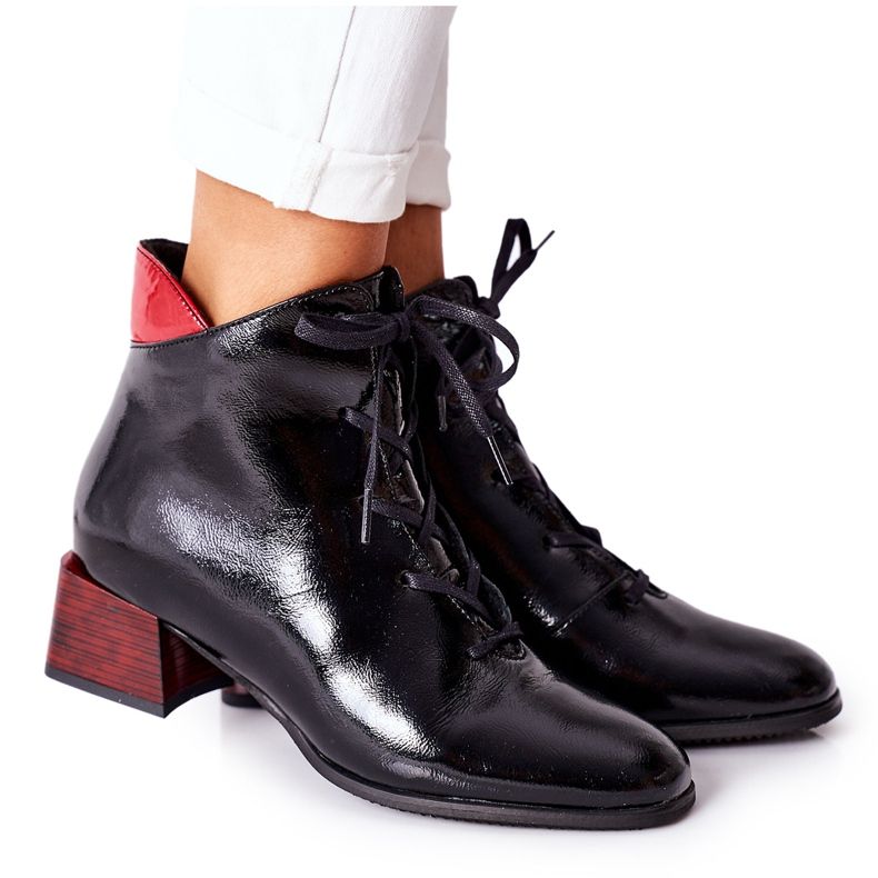 Cizme calde din piele pe toc înalt Laura Messi negru 2202