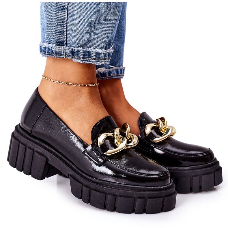 Mocasini dama Mocasini din piele negru Laura Messi 2339