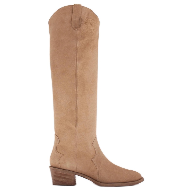 Marco Shoes Ghete cowboy Iolanda cu cusături decorative bej