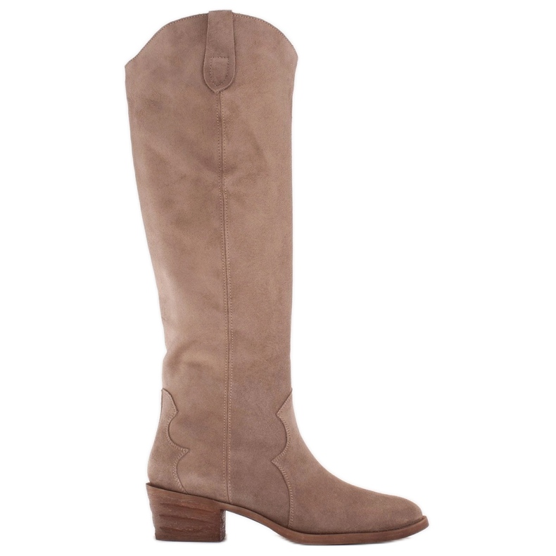 Marco Shoes Ghete cowboy Iolanda cu cusături decorative bej