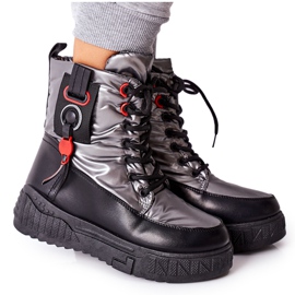 PB1 Trappers de cascia argintie pentru femei negru gri PB1 Trappers de cascia argintie pentru femei negru gri