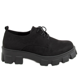 Mocasini negri cu talpă groasă 8363 Negru