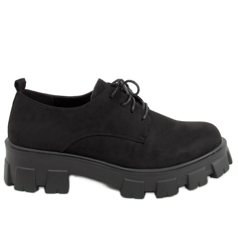 Mocasini negri cu talpă groasă 8363 Negru