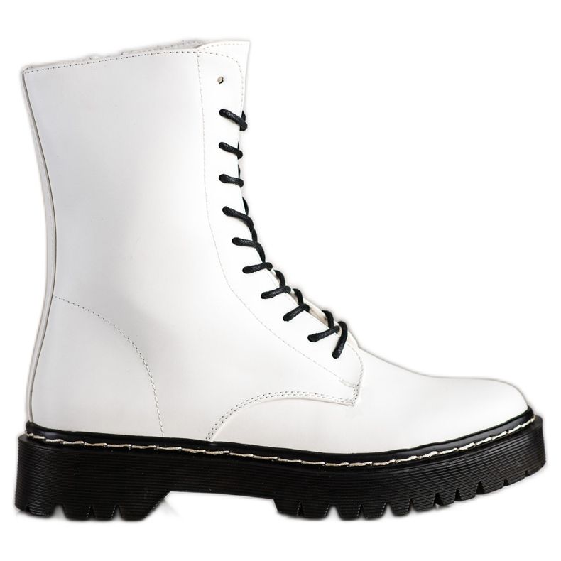 S. BARSKI Cizme cu cordon pe platforma S.BARSKI alb S. BARSKI Cizme cu cordon pe platforma S.BARSKI alb