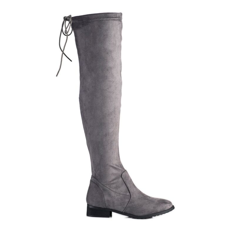 M.Daszyński Cizme peste genunchi pe toc plat gri M.Daszyński Cizme peste genunchi pe toc plat gri