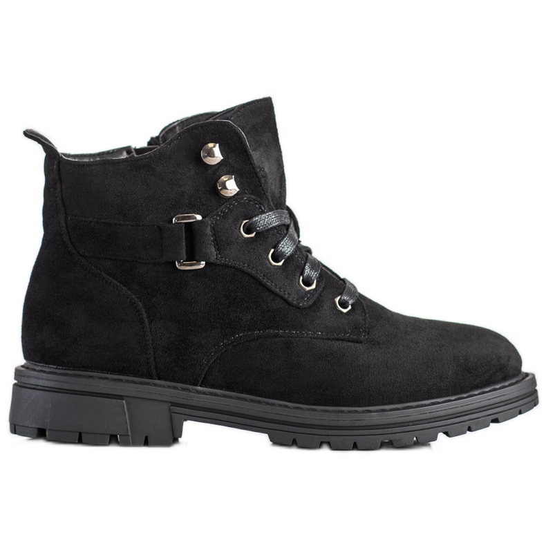 SHELOVET Ghete din piele de căprioară negru