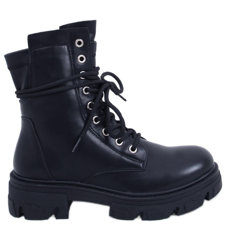Cizme cu șiret negru RQ379 Negru