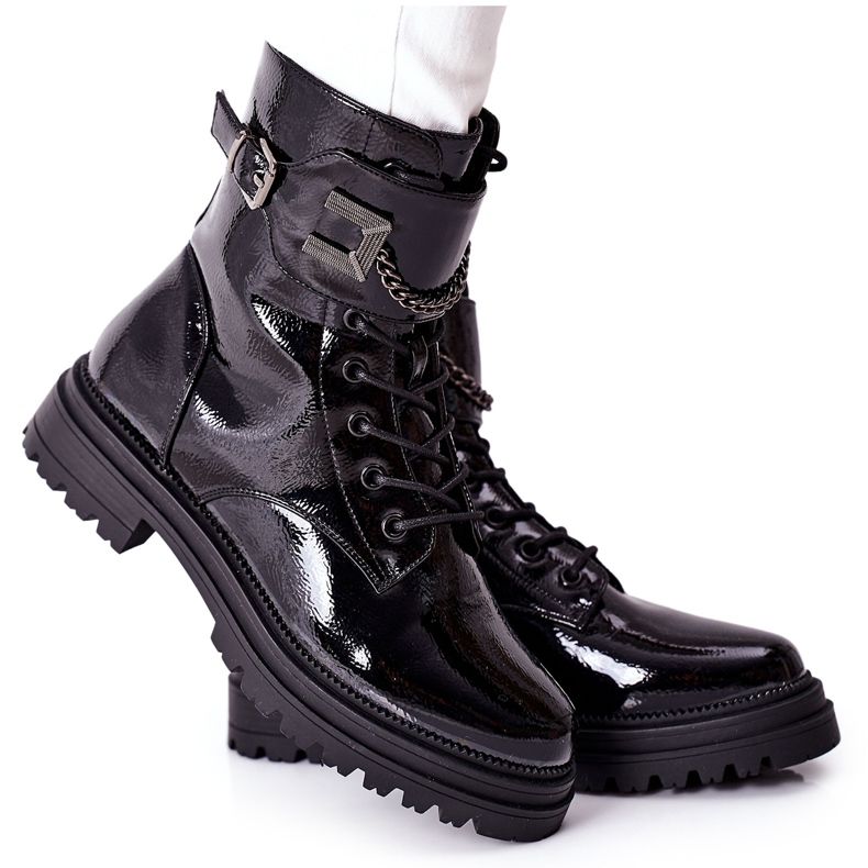 S.Barski Cizme calde pentru femei Workers Black Vanquish negru