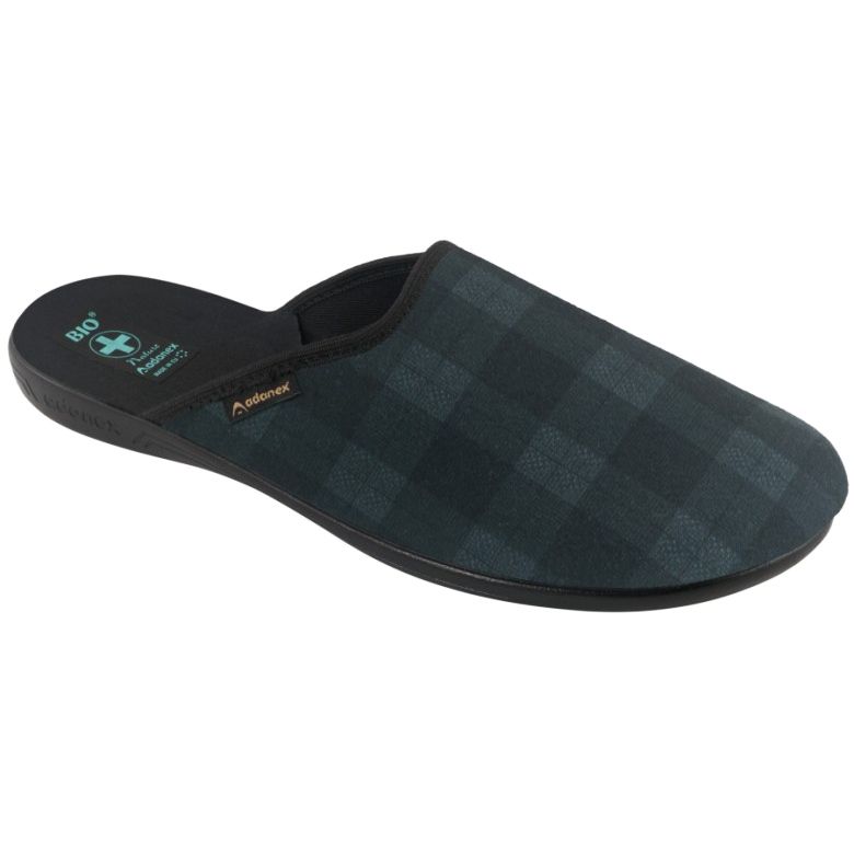 Papuci pentru bărbați cu carouri Adanex 26816 Blue Navy gri