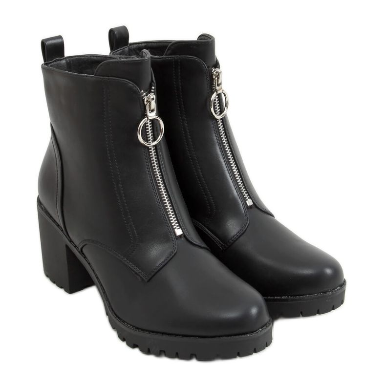 Cizme negre cu toc înalt BH-50 Black Pu negru